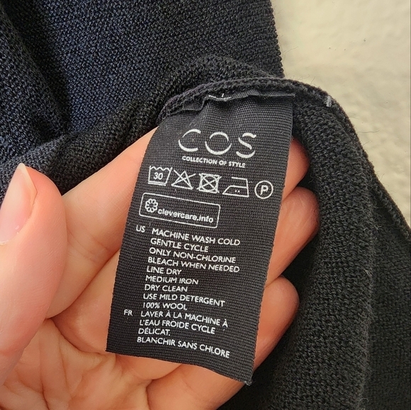 COS Black Mock Ruffle Collar Wool Sweater - Picture 5 of 6